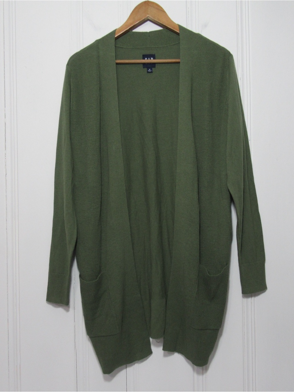 GAP Green Open Front Ribbed Knit Cardigan Sweater Size Medium NWT